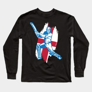 England Cricket Player Batsman Design Long Sleeve T-Shirt